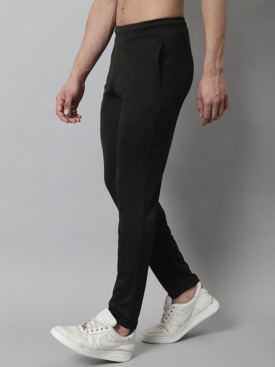 Men's Olive Solid Streachable Lycra Trackpants - JOG_024Olive_S