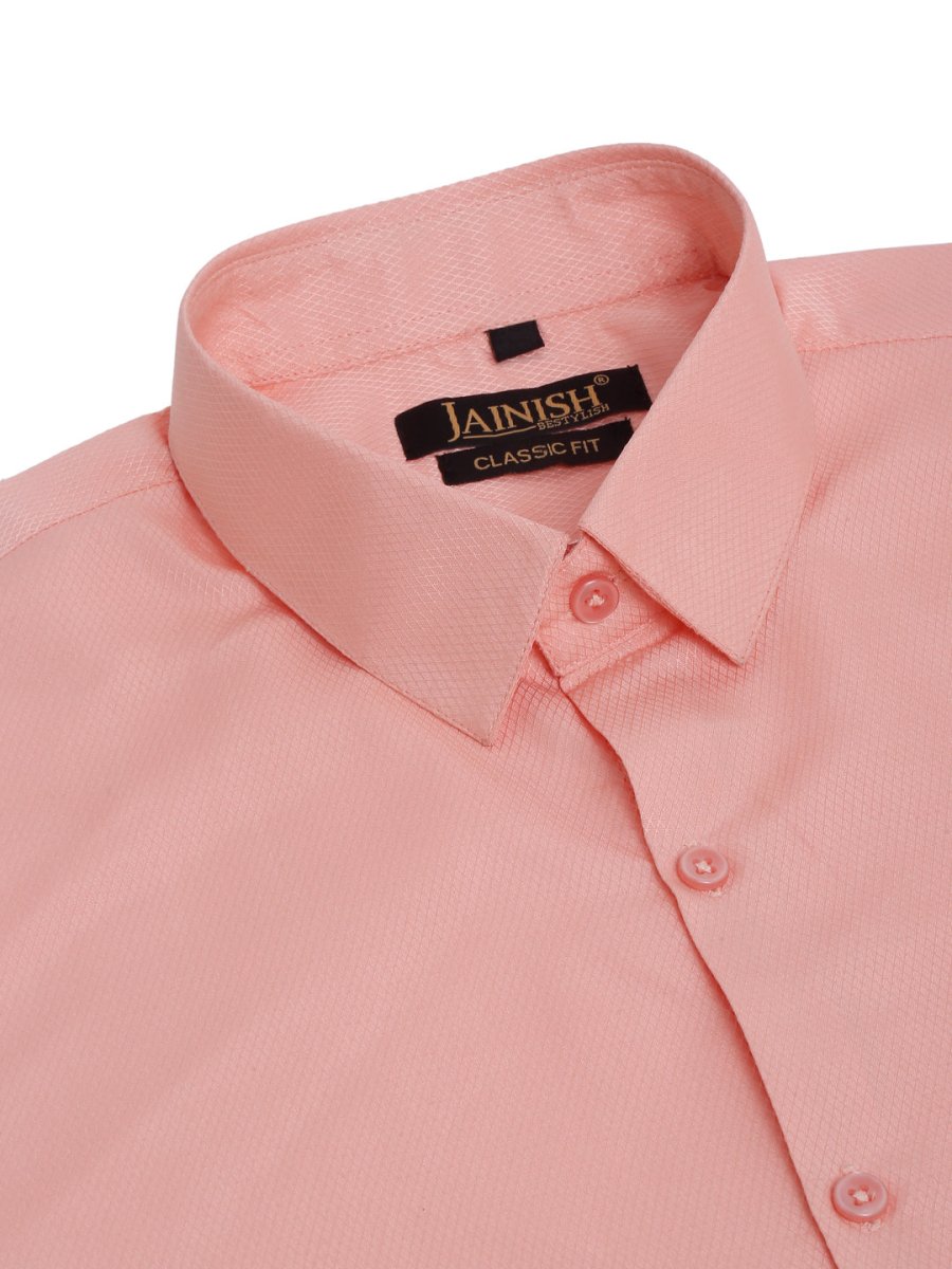 Men's Orange Dobby Textured Formal Shirt - SF_871Orange_S