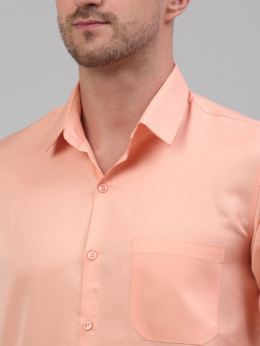 Men's Orange Dobby Textured Formal Shirt - SF_871Orange_S