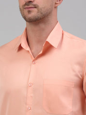 Men's Orange Dobby Textured Formal Shirt - SF_871Orange_S