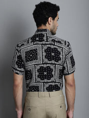 Men's Paisley Printed Formal Shirts - SF_895Black_S