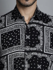 Men's Paisley Printed Formal Shirts - SF_895Black_S