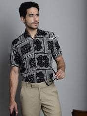 Men's Paisley Printed Formal Shirts - SF_895Black_S