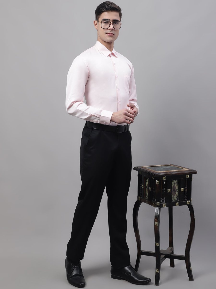 Men's Pink Dobby Textured Formal Shirt - SF_871Pink_S