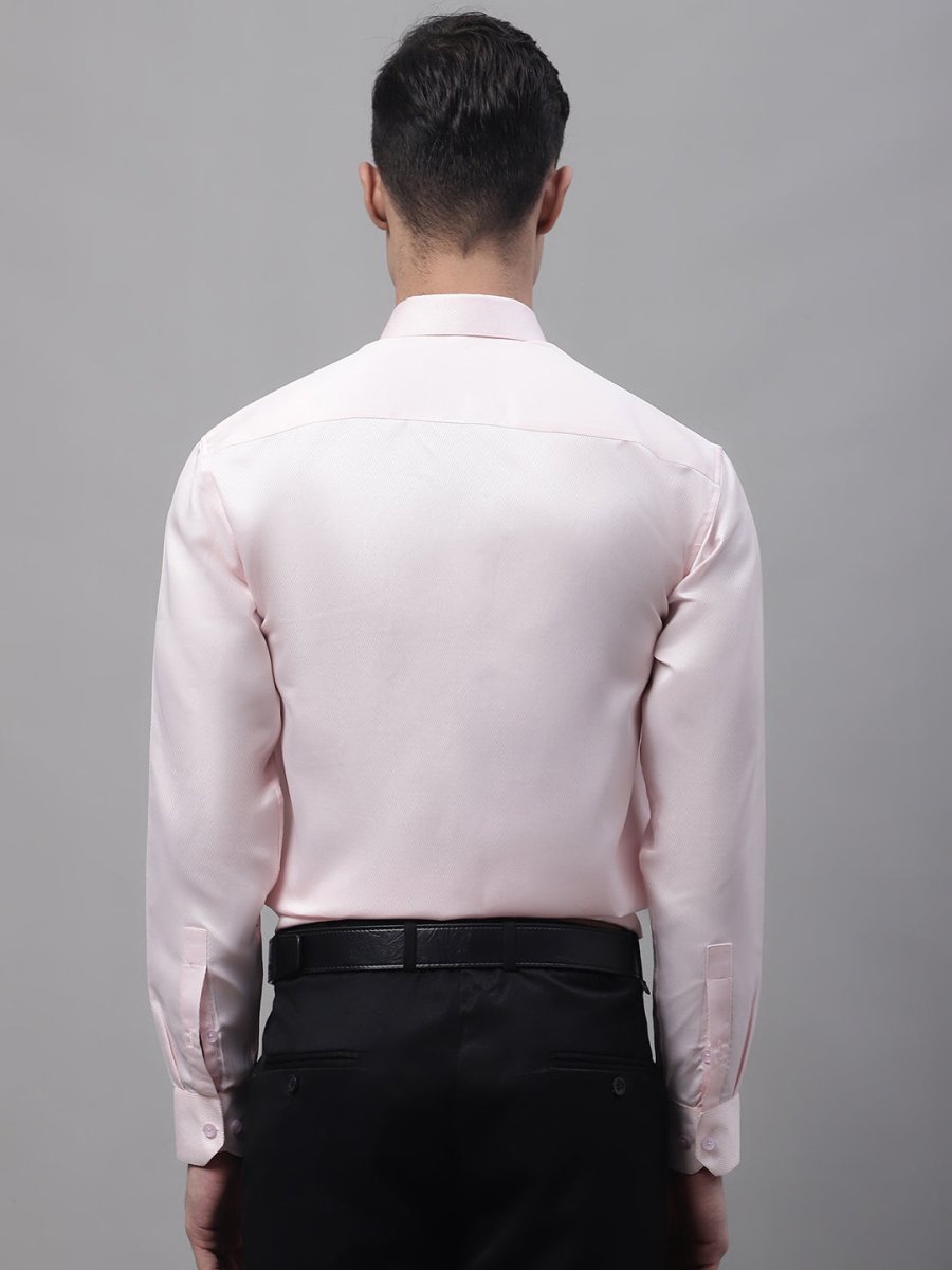Men's Pink Dobby Textured Formal Shirt - SF_871Pink_S