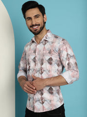 Men's Printed Casual Shirt for Mens - SF_891Coffee_S