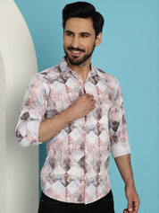 Men's Printed Casual Shirt for Mens - SF_891Coffee_S