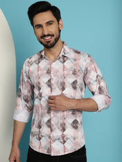 Men's Printed Casual Shirt for Mens - SF_891Coffee_S