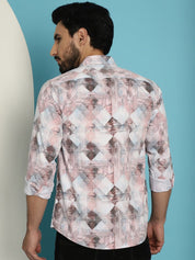Men's Printed Casual Shirt for Mens - SF_891Coffee_S