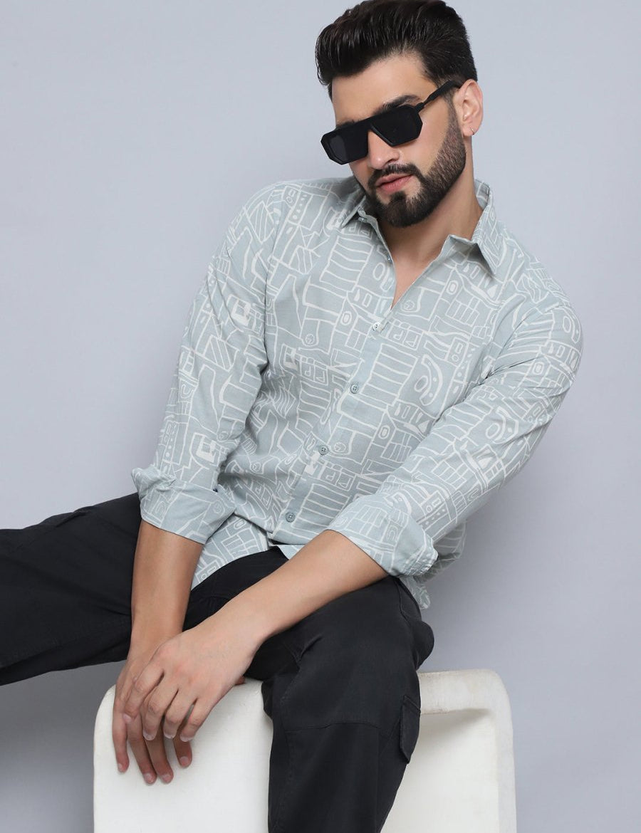 Men's Printed Casual Shirt - SF_994Pista_S