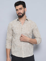 Men's Printed Casual Shirt - SF_994Beige_S