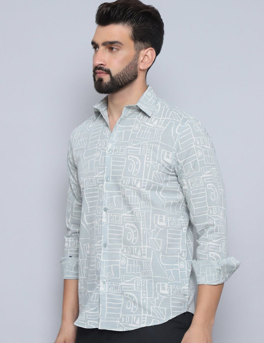 Men's Printed Casual Shirt - SF_994Pista_S