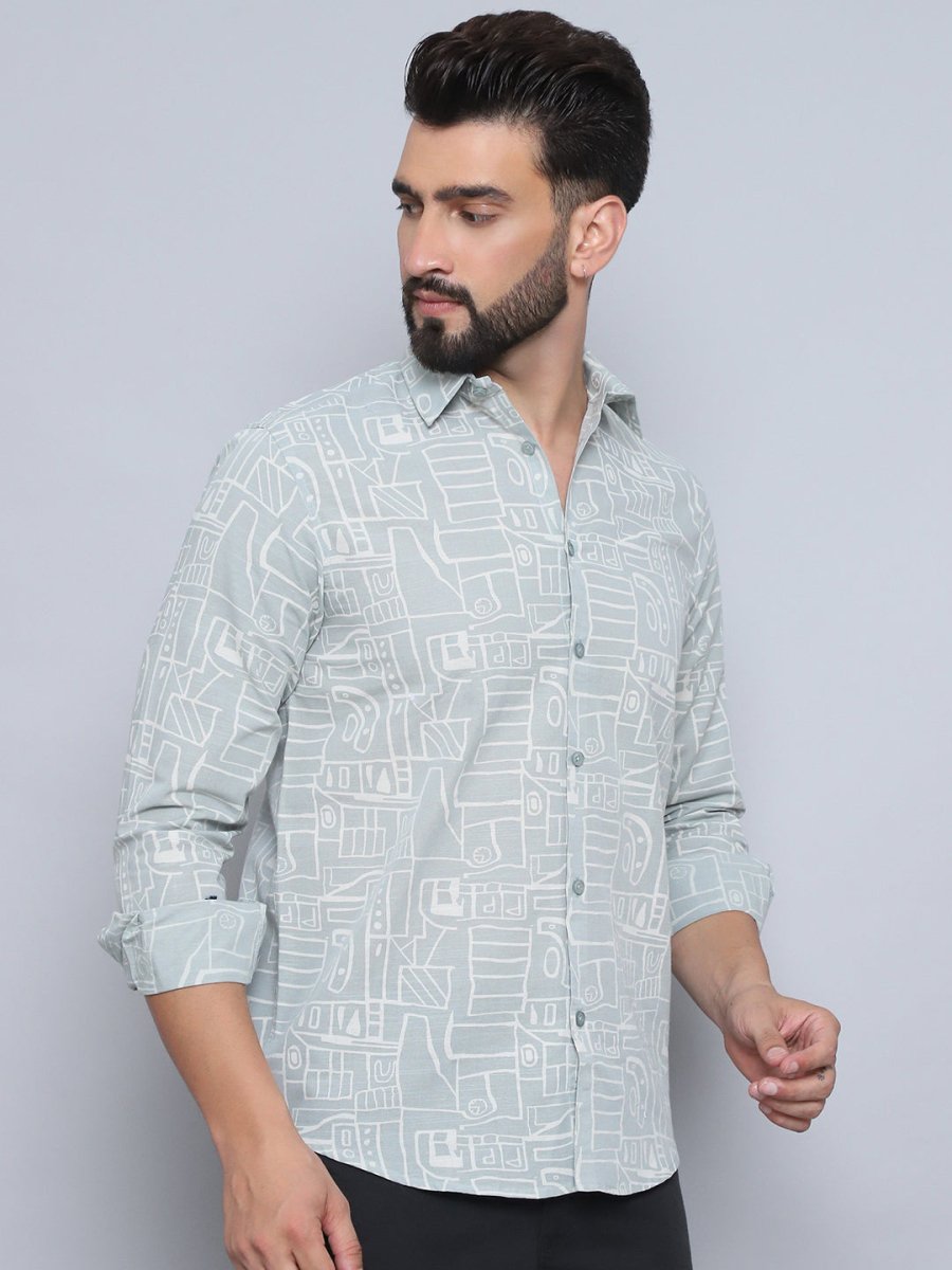 Men's Printed Casual Shirt - SF_994Pista_S
