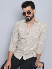 Men's Printed Casual Shirt - SF_994Beige_S
