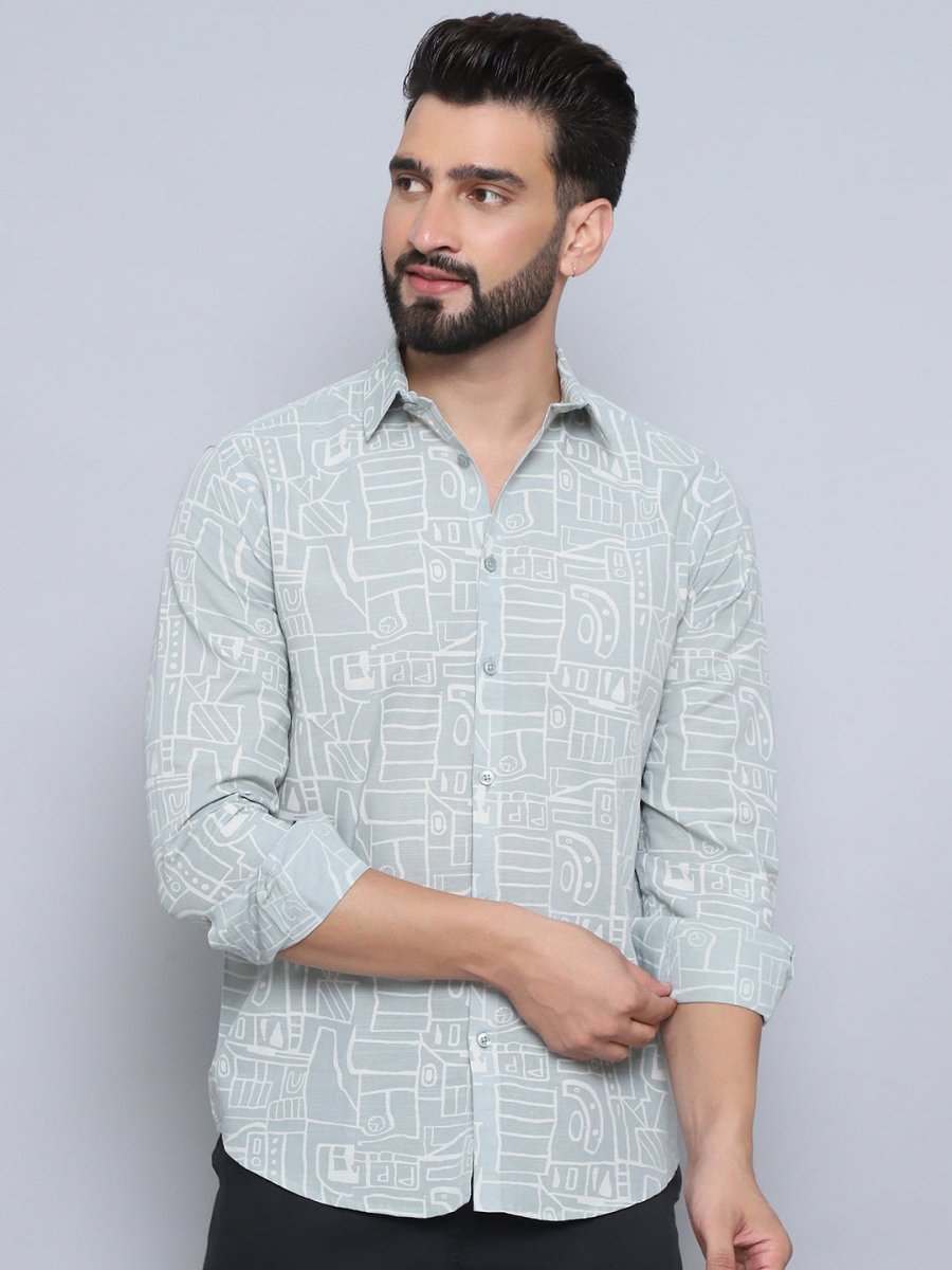 Men's Printed Casual Shirt - SF_994Pista_S
