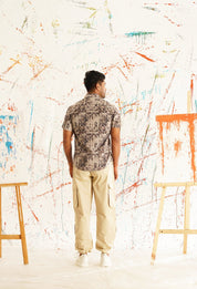 Men's Printed Formal Shirt - SF_894Brown_S