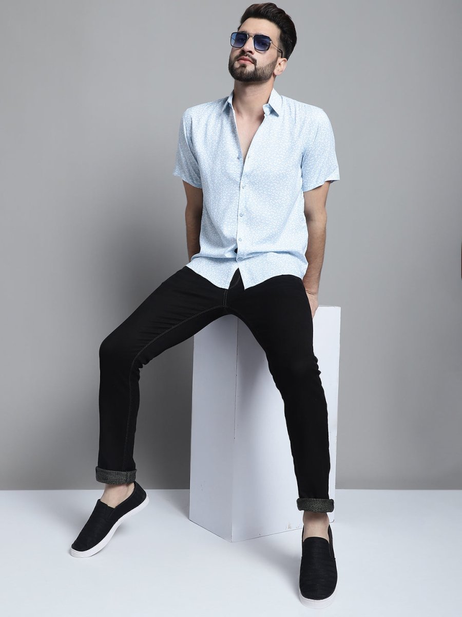 Men's Printed Formal Shirt - SF_880Sky_S