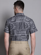 Men's Printed Formal Shirt - SF_894Grey_S