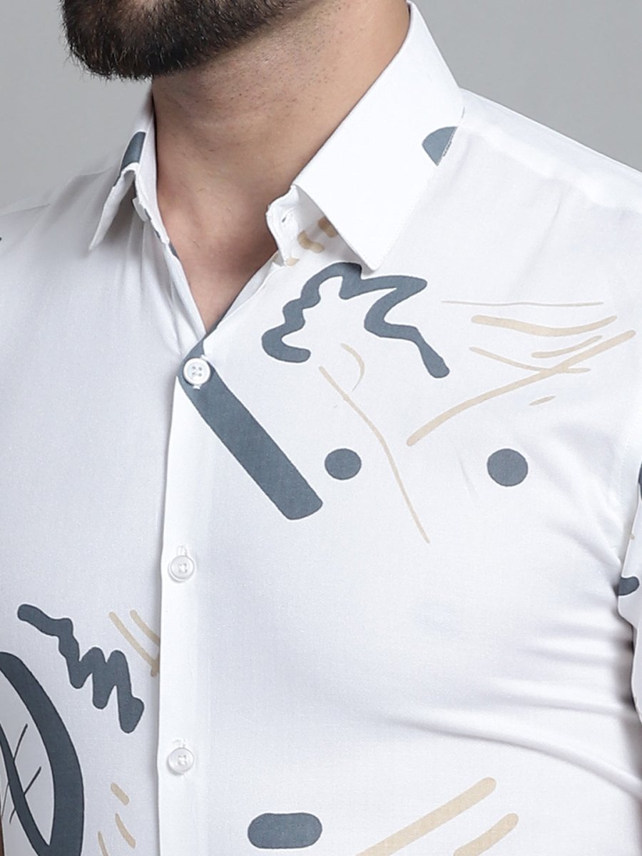 Men's Printed Formal Shirt - SF_882White_S