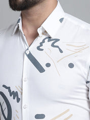 Men's Printed Formal Shirt - SF_882White_S