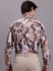 Men's Printed Formal Shirt - SF_891Brown_S