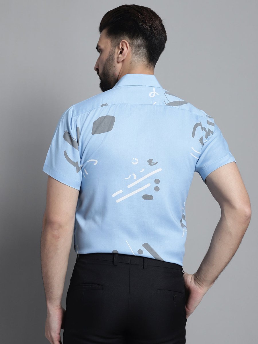 Men's Printed Formal Shirt - SF_882Sky_S