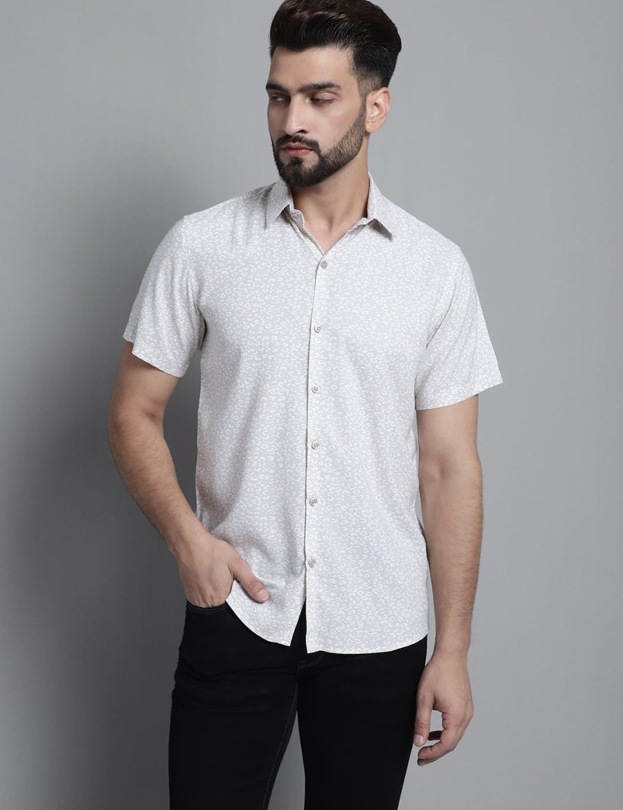 Men's Printed Formal Shirt - SF_880Beige_S