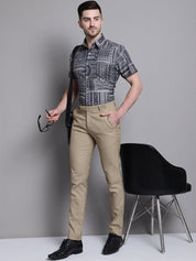 Men's Printed Formal Shirt - SF_894Grey_S
