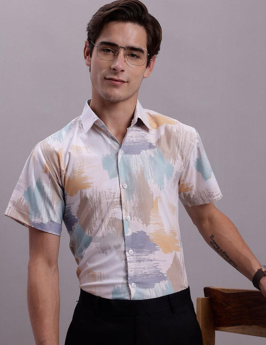 Men's Printed Formal Shirt - SF_885Multi_S