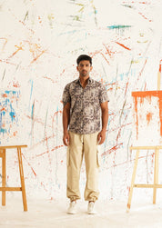 Men's Printed Formal Shirt - SF_894Brown_S