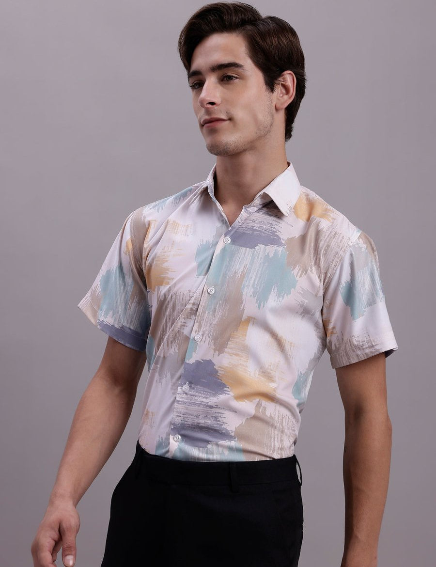 Men's Printed Formal Shirt - SF_885Multi_S