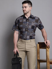 Men's Printed Formal Shirt - Sf_894Coffee_S