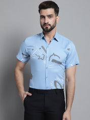 Men's Printed Formal Shirt - SF_882Sky_S