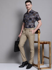 Men's Printed Formal Shirt - Sf_894Coffee_S