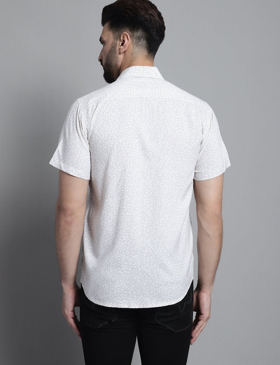 Men's Printed Formal Shirt - SF_880Beige_S