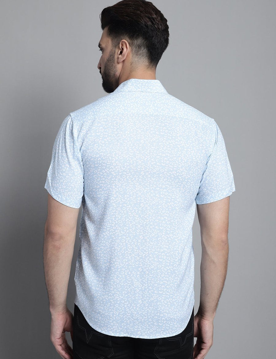 Men's Printed Formal Shirt - SF_880Sky_S