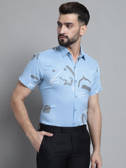 Men's Printed Formal Shirt - SF_882Sky_S