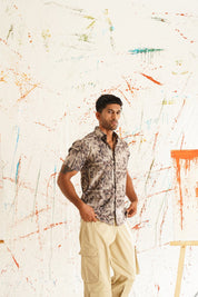 Men's Printed Formal Shirt - SF_894Brown_S