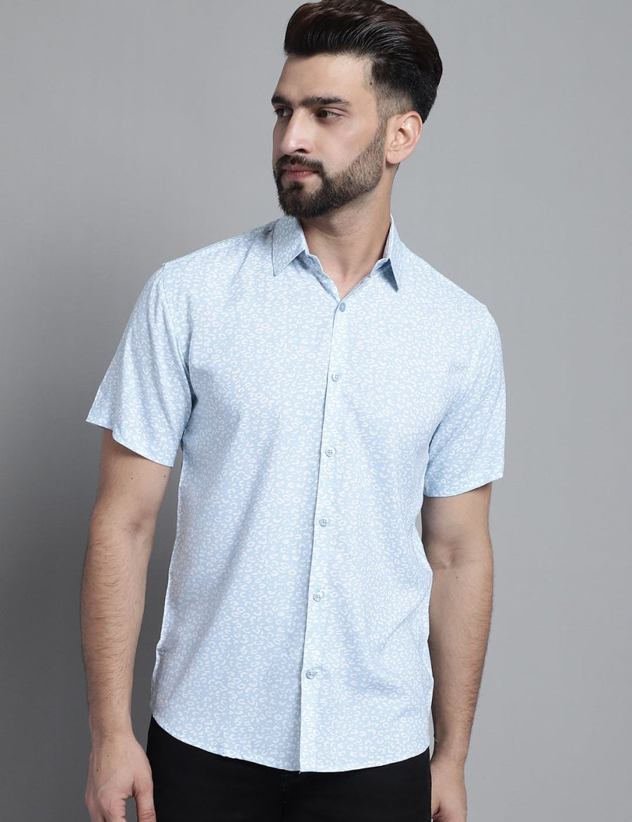 Men's Printed Formal Shirt - SF_880Sky_S