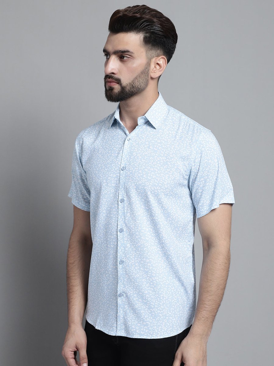 Men's Printed Formal Shirt - SF_880Sky_S