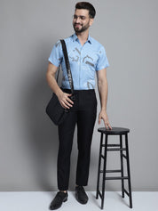 Men's Printed Formal Shirt - SF_882Sky_S