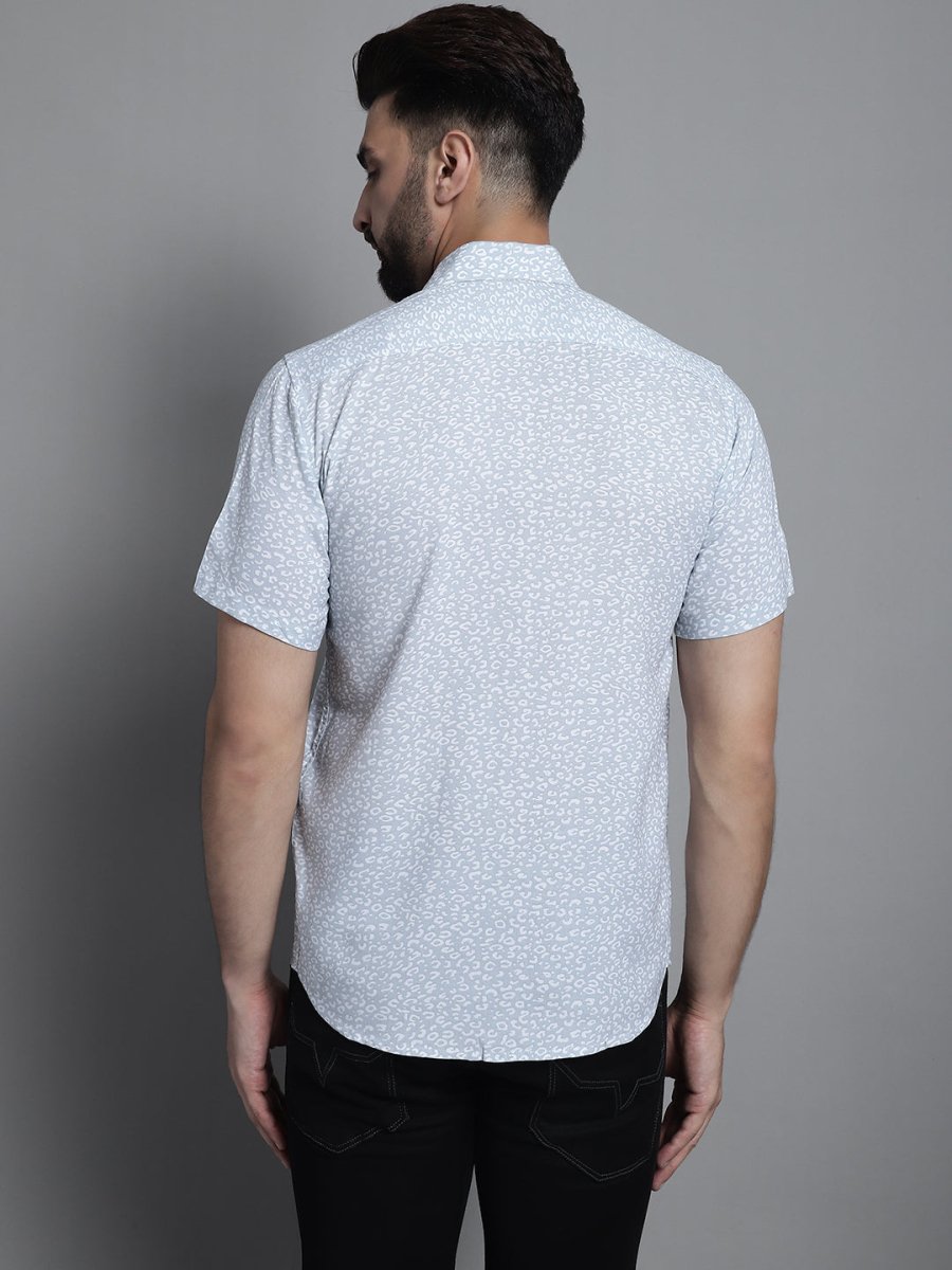 Men's Printed Formal Shirt - SF_880Light-Grey_S