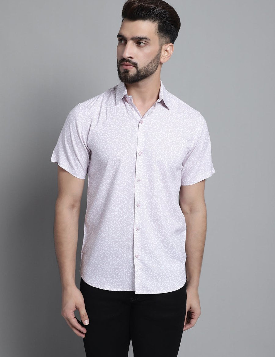 Men's Printed Formal Shirt - SF_880Purple_S