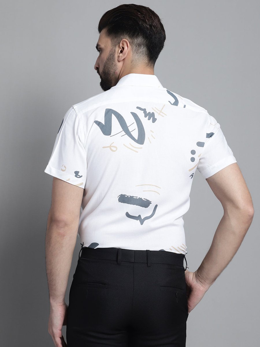 Men's Printed Formal Shirt - SF_882White_S