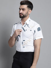 Men's Printed Formal Shirt - SF_882White_S