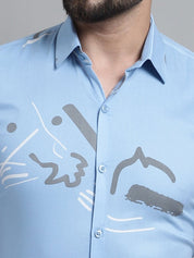 Men's Printed Formal Shirt - SF_882Sky_S