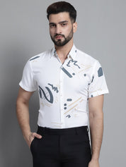 Men's Printed Formal Shirt - SF_882White_S