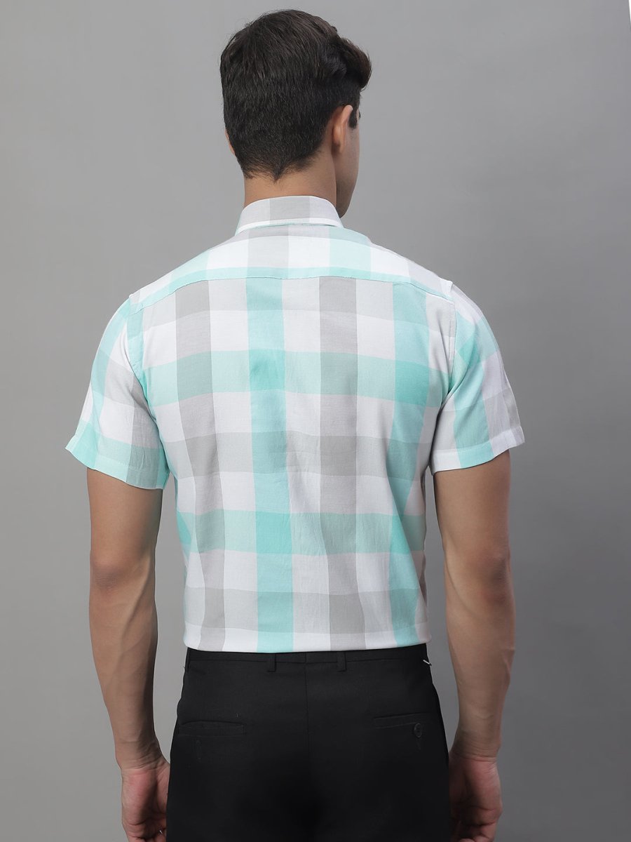 Men's Pure Cotton Checked Formal Shirts - SF_876Sky_S