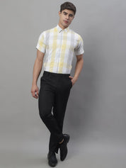 Men's Pure Cotton Checked Formal Shirts - SF_876Yellow_S