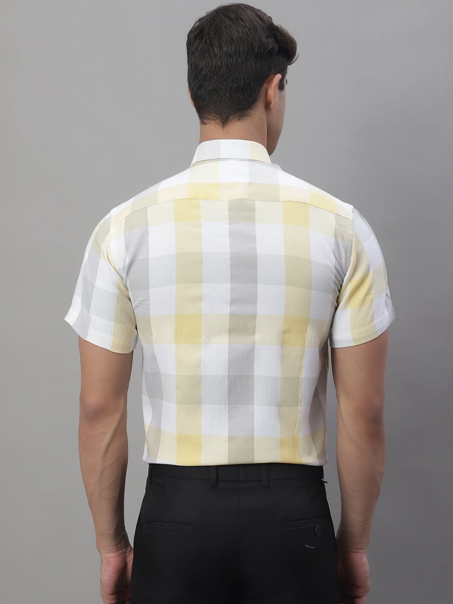 Men's Pure Cotton Checked Formal Shirts - SF_876Yellow_S